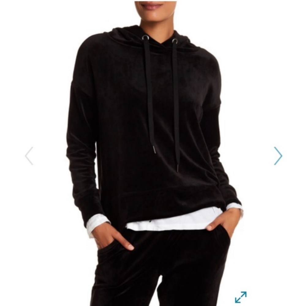 Harlowe & Graham Plush Velvet Hoodie  Zip Front Size Medium